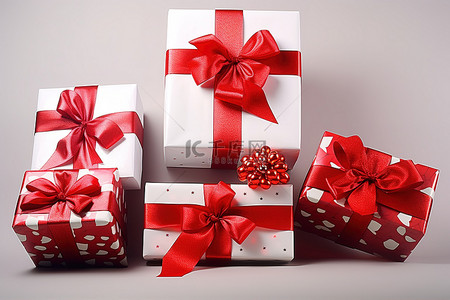 六个红白相间的包装，上面有礼品包装的图片