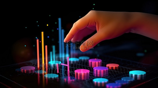 在线营销业务概念 3D 财务数据分析报告和手工排列图表的插图