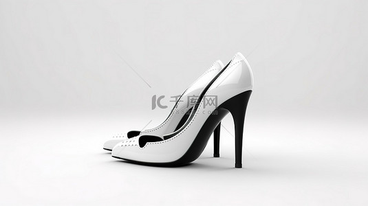 轻奢灰色鞋服背景图片_一双细高跟鞋的孤立白色 3D 渲染