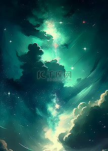 星系唯美背景图片_星空绿色唯美