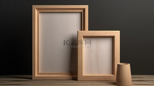 高质量背景图片_高质量 3d 渲染木制相框，用于带空白空间的模型