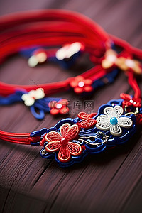 手工制作的彩线中国刺绣头饰