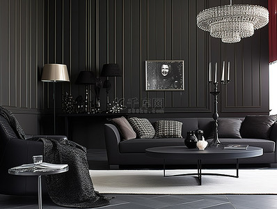 照片墙绿幕背景图片_如果您喜欢在家中使用黑色和灰色，灰色墙壁客厅创意照片灵感