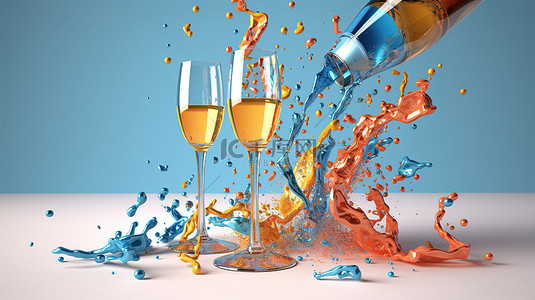 日料日料背景图片_节日香槟欢呼的 3d 插图