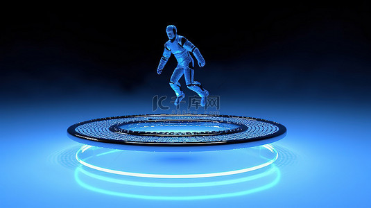 带飞行曲棍球清洗机的蓝色旋转平台 3D 模型
