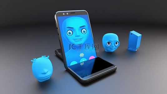 带有 3d Skype 图标的 Android 智能手机