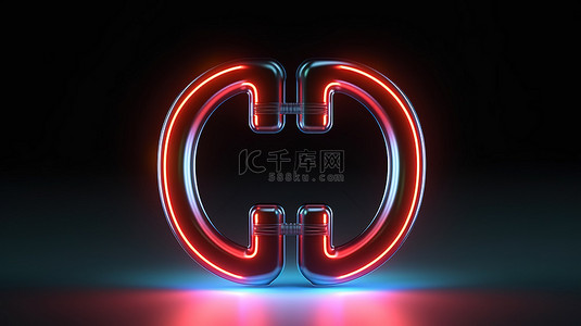 标志性霓虹灯马蹄磁铁 3D 渲染 ui ux 设计元素，带有神秘的光芒