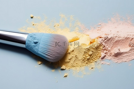 化妆刷背景图片_含有粉末颜色的化妆刷