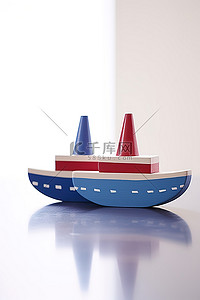 玩具交通工具背景图片_蓝红白相间的玩具船