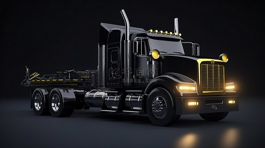 能够运输其他大型车辆和重型机械的黑色重型货运拖车的 3d 渲染