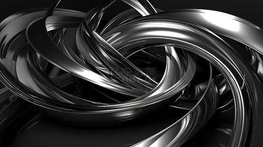 时尚的 3D 抽象金属条背景，铬合金，灰色几何形状和优雅的弯曲线