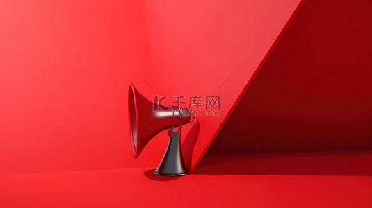 销售工作背景图片_大型扩音器对充满活力的红墙的 3D 渲染