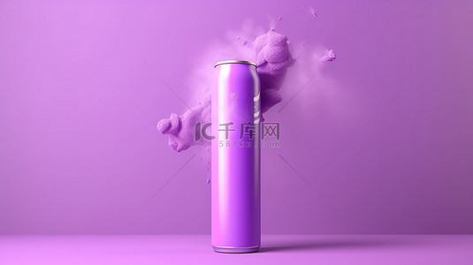 紫色背景下气溶胶喷雾的 3d 渲染