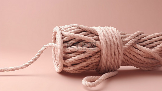 价格标签背景图片_带有 3d 渲染价格标签的粉红色背景，由麻绳捆绑