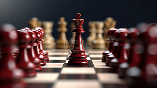 两支国际象棋队在棋盘上的 3D 对抗