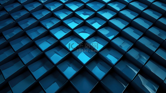 蓝色菱形图案几何形状的 3d 插图