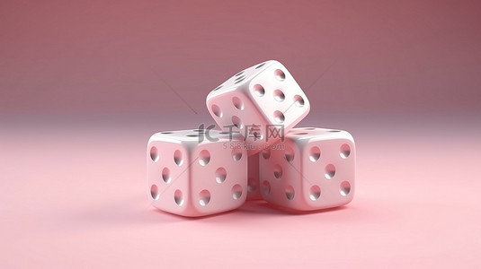 彩字组合背景图片_简约的粉色柔和组合物，具有两个漂浮的白色骰子，是广告概念