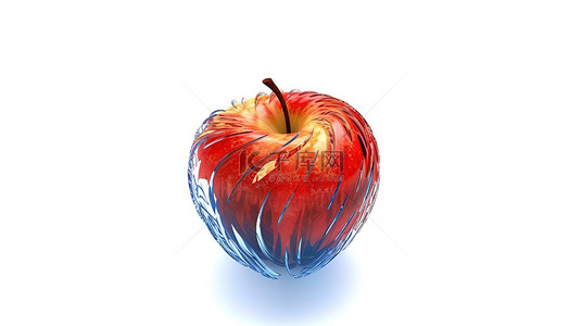 苹果吃苹果背景图片_苹果以抽象形式展示在使用 3D 渲染制作的纯白色背景上