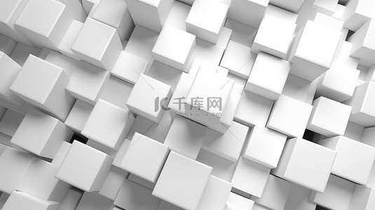 白色几何方块塑造背景的 3d 插图