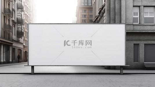 3D 渲染空白广告牌模板，用于孤立白色空间侧视图中的街头广告