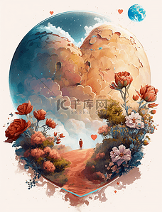 浪漫梦幻玫瑰花卉植物爱心乡村生活油画装饰画背景