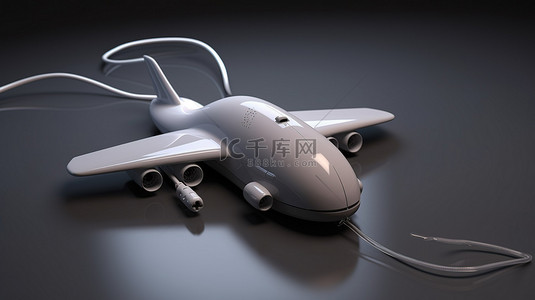 鼠标拴在数字渲染中的 3d 飞机上