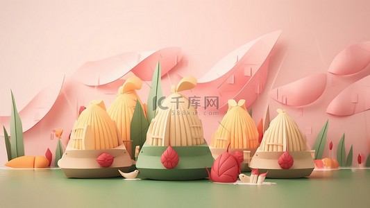 传统美食插画粽子背景图片_端午节粽子文化美食