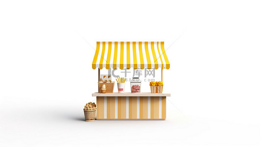 空包背景图片_3d 白色背景上的空小吃店模板