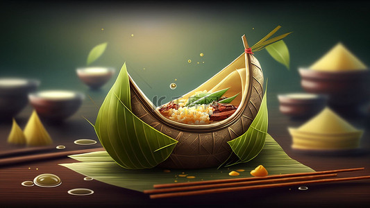 端午节美食船粽子糯米