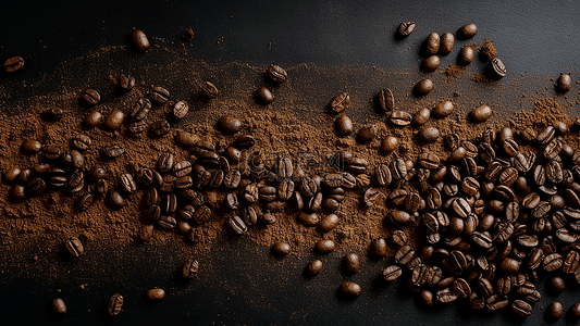 饮料海报背景图片_咖啡粉咖啡豆商业海报背景