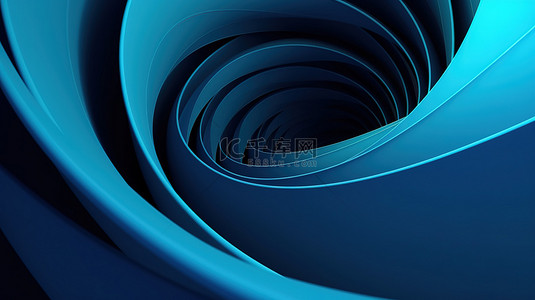 蓝色螺旋线的简化 3D 插图，在简单的背景上具有几何抽象，非常适合企业和商业模板