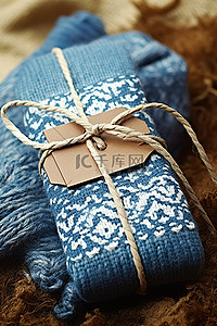 手工冬季针织围巾礼品吊牌