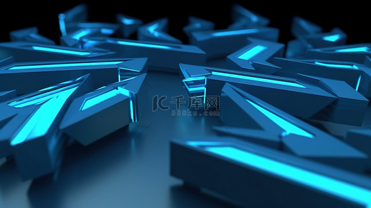 蓝色的堆叠 3D 箭头描绘运动和进度
