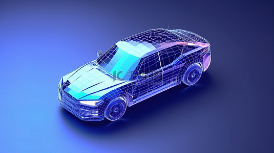 小型汽车背景图片_最小风格 3D 渲染中的低聚等距警车图案