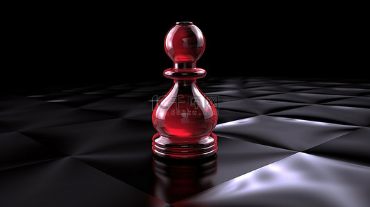 3D 渲染红色国际象棋棋子在黑色背景上描绘领导力