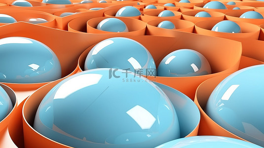 球形抽象背景，以产品展示 3D 渲染为中心
