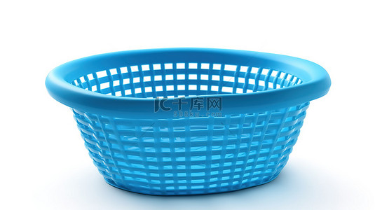 孤立的白色背景与蓝色塑料篮的 3D 插图
