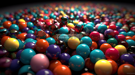 彩球背景图片_充满活力的 3D 球体五彩球簇