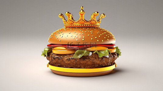 皇冠顶汉堡的孤立 3D 渲染