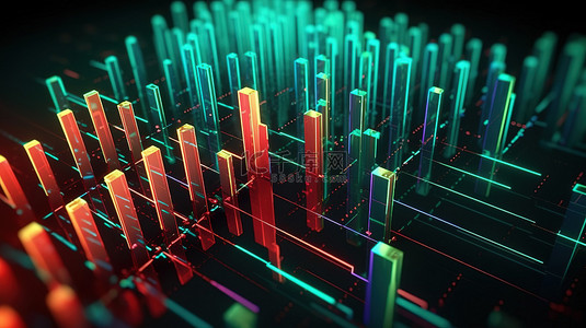 指示器背景图片_带有箭头指示器的金融统计的 3d 渲染图形表示