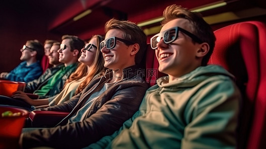 3d电影背景图片_和朋友一起去电影院欣赏搞笑的3D电影