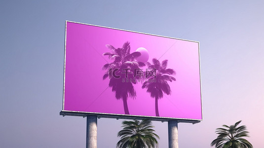 1 用于广告的紫色广告牌海报的 3D 插图