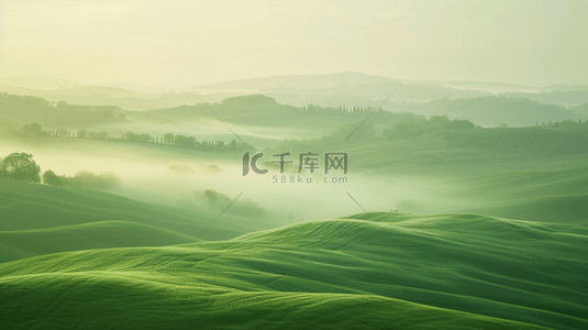 绿色电脑背景背景图片_山野薄雾晨曦风光春天风景壁纸背景素材