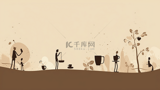 咖啡简约海报人物插画