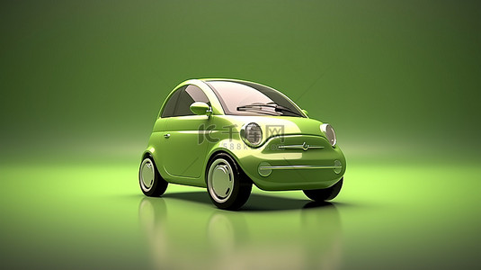 绿色汽车的 3d 字符