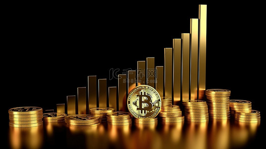 金融市场黄金比特币波动的 3d 插图