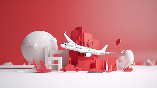 3d 呈现的航空公司信用卡和旅游销售概念让假期变得轻松