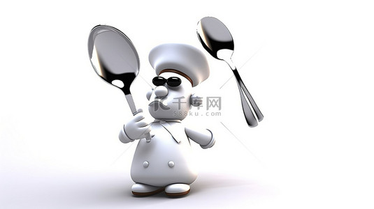 清理大师背景图片_3D 烹饪大师与餐具