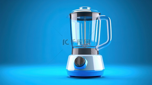 榨汁机背景图片_蓝色背景 3D 渲染的创新概念当代搅拌机