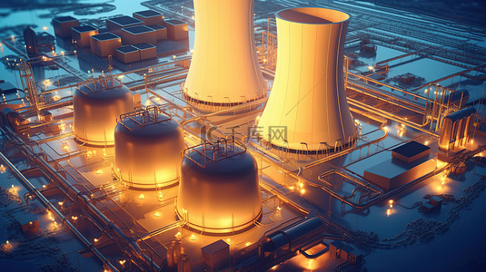 饮水工程背景图片_核电站的 3d 渲染